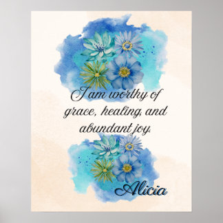 Affiche Affirmation Faith: I Am worthy of Grace,Healing