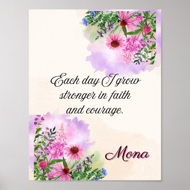 Affiche Affirmation Foi : Chaque jour je grandis (Devant)