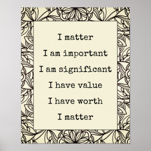 Affiche Affirmation Intérêt Vous Comptez Mandala Abstrait