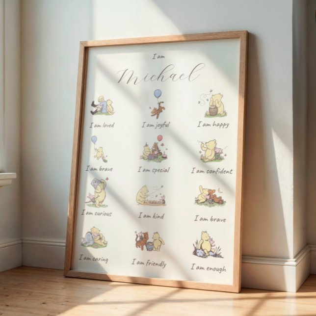 Affiche Affirmation positive pour enfants sur le thème de  (Kids Affirmation Winnie The Pooh Poster)