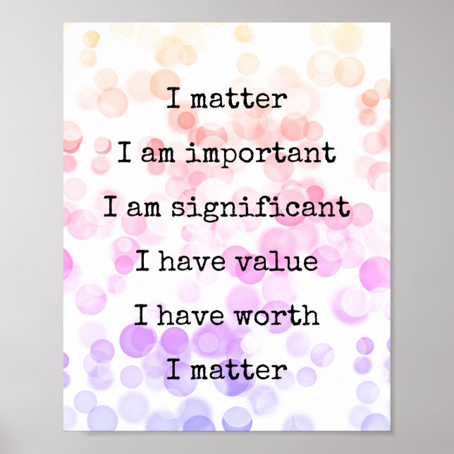Affiche Affirmation Self Worth Encouragement Vous Comptez (Devant)