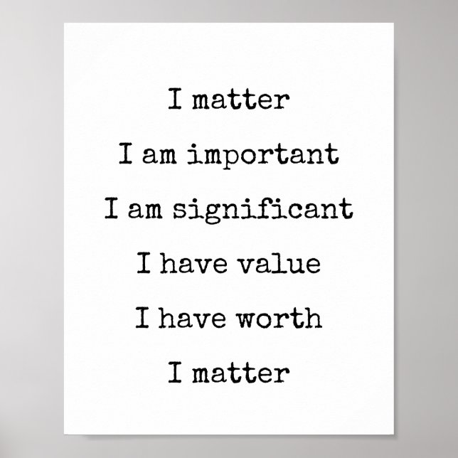 Affiche Affirmation Self Worth Encouragement Vous Importez (Devant)