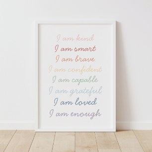 Affiche Affirmations arc-en-ciel pour enfants