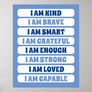 Affiche Affirmations Bleues pour Enfants pour Décor Nourri