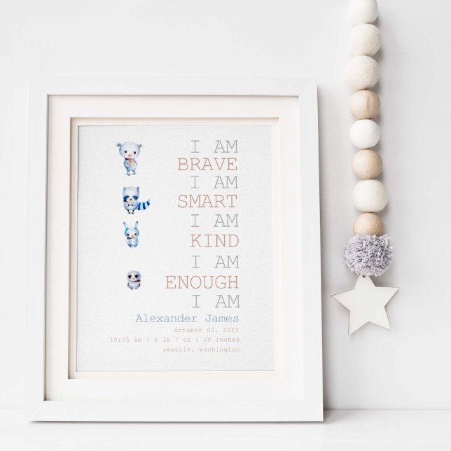Affiche Affirmations Bois Animaux Boy Nursery Décor (Créateur téléchargé)