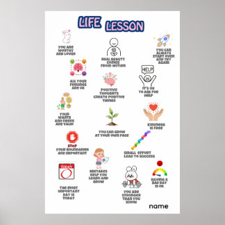 Affiche Affirmations d'art mural sur les leçons de vie