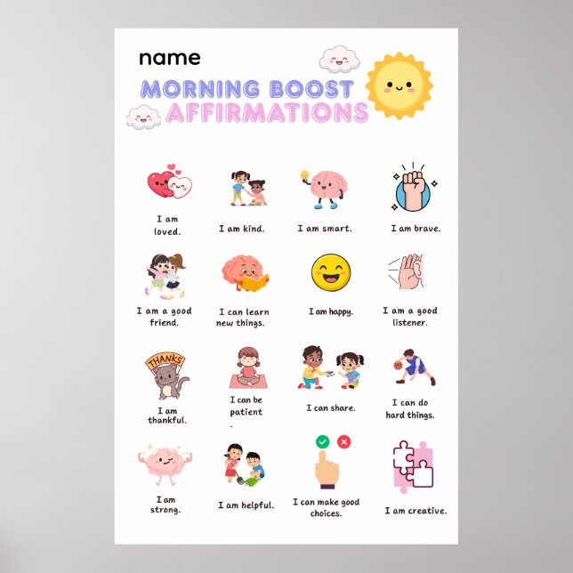Affiche Affirmations de boost matinal sur toile (Devant)