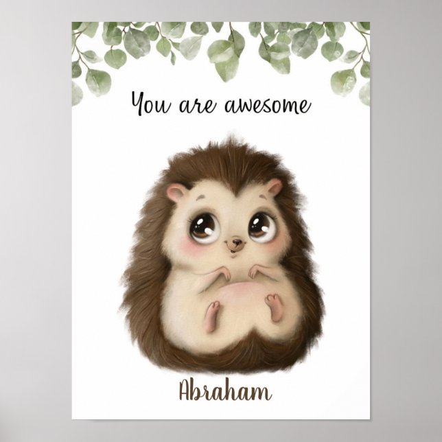 Affiche Affirmations de hérisson Whispering personnalisabl (Devant)