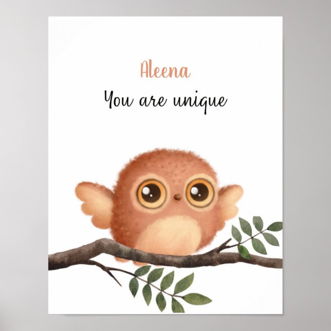 Affiche Affirmations de hibou Whispering personnalisables (Devant)