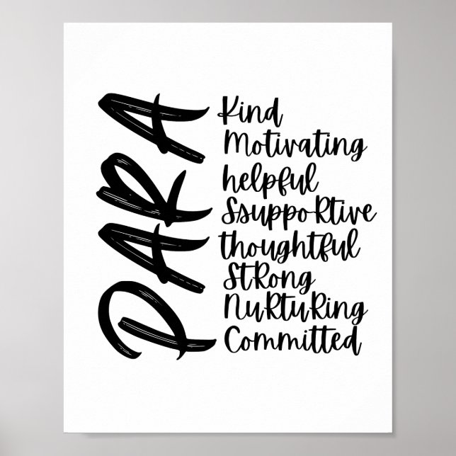 Affiche Affirmations Paraprofessionnelles Inspirantes (Devant)
