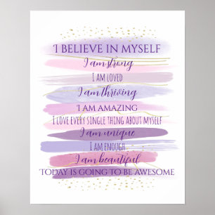 Affiche Affirmations positives de l'aquarelle