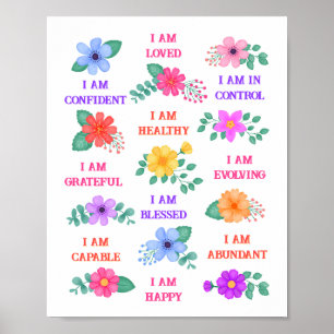 Affiche Affirmations positives Inspirational Daily Floral