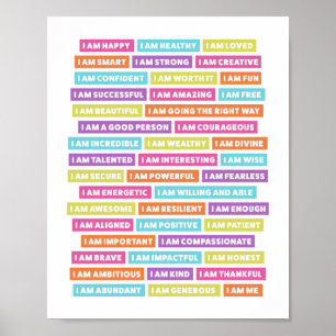 Affiche Affirmations positives   Je Suis Affirmations
