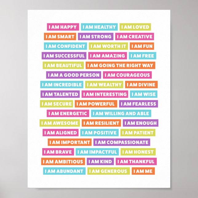 Affiche Affirmations positives | Je Suis Affirmations (Devant)