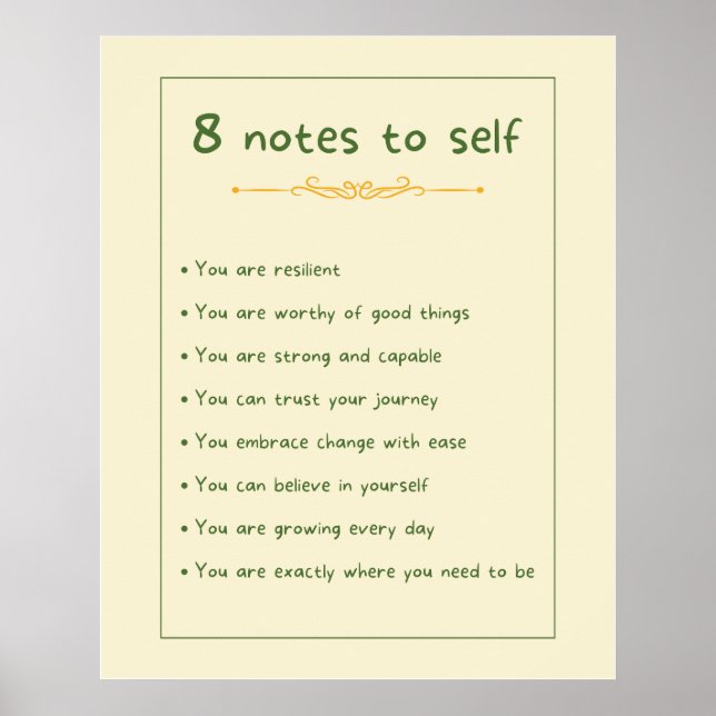 Affiche Affirmations positives Notes pour soi (Devant)