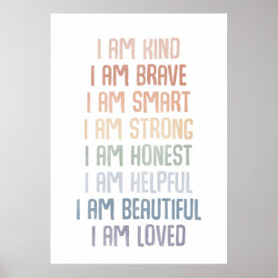 Affiche Affirmations pour enfants, Affirmations arc-en-cie