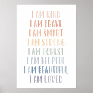 Affiche Affirmations pour enfants, Affirmations arc-en-cie