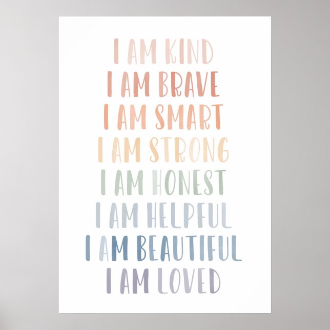Affiche Affirmations pour enfants, Affirmations arc-en-cie (Devant)
