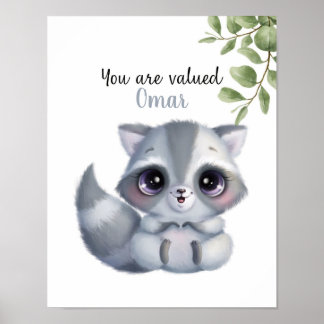 Affiche Affirmations Whispering Raccoon personnalisables