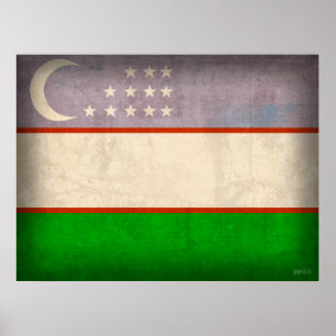 Affiche affligée par drapeau de l'Ouzbékistan