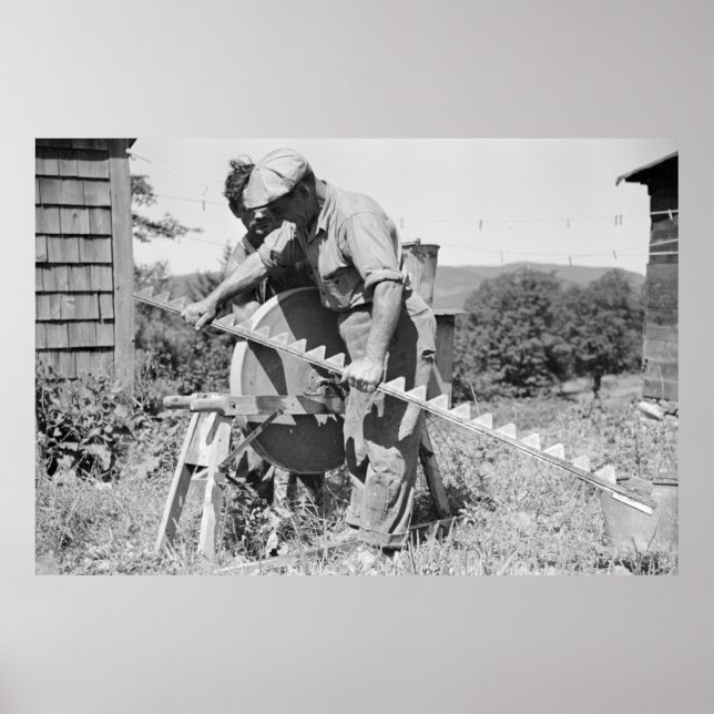 Affiche Affûter une mise en oeuvre agricole, années 1930 (Devant)