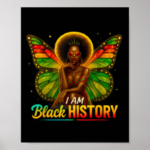 Affiche Africain Américain Papillon fille Je suis Noir Son