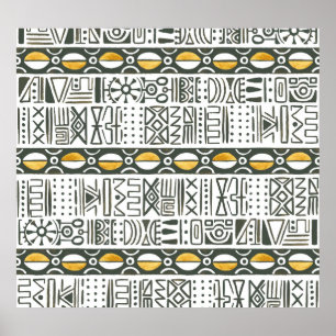 Affiche Africain ethnique, aquarelle motif sans couture.