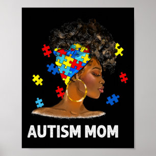 Affiche Africain Noir Autisme Maman Afro Mère Autisme Awar