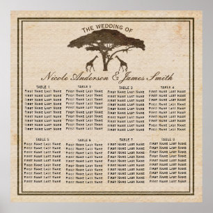 Affiche Africain Safari Giraffes & Arbre Mariage Siège