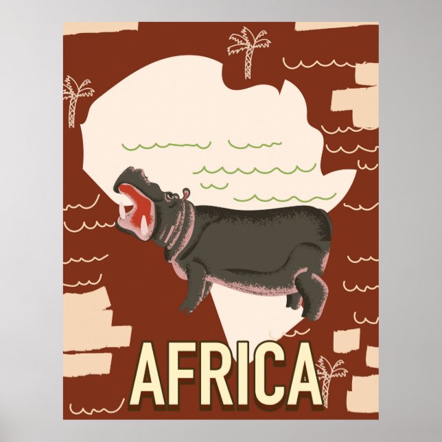 Affiche africaine de voyage en hippo (Devant)