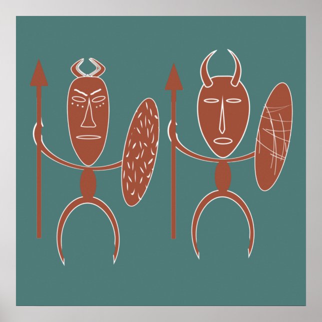 Affiche african abstract tribe warrior (Devant)