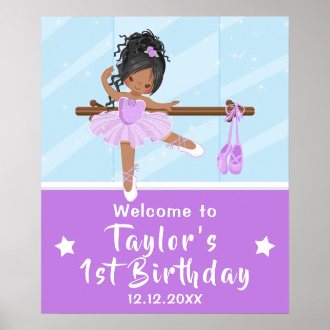 Affiche African American Ballet Purple Tutu Welcome Sign (Devant)