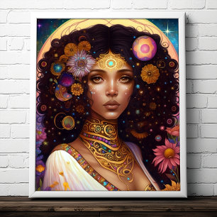 Affiche African American Black Goddess Queen Imaginaire Ar