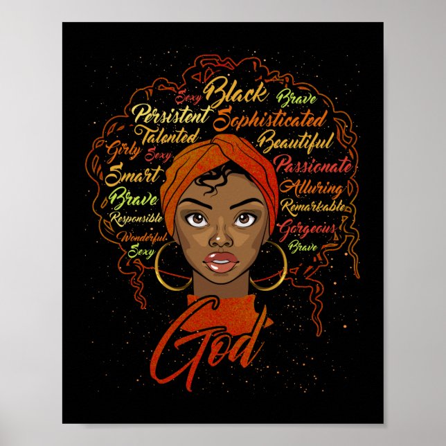 Affiche African American Girl God Dit Que Je Suis Black Pr (Devant)