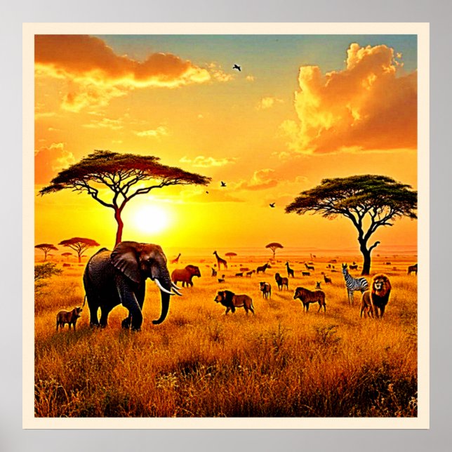Affiche African Sunset Safari Majesty Design (Devant)