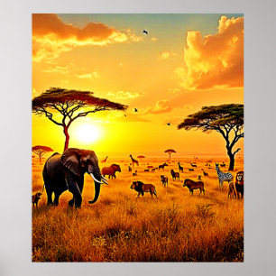 Affiche African Sunset Safari Majesty Design