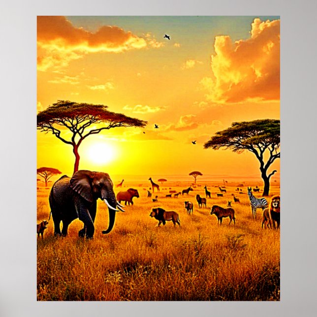 Affiche African Sunset Safari Majesty Design (Devant)