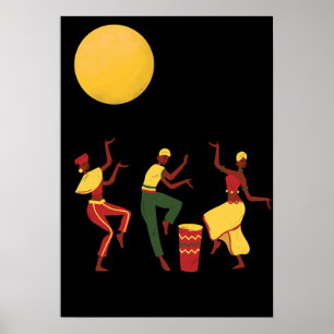 Affiche African theme - dancing in the moonlight