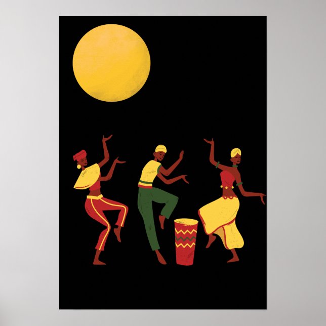 Affiche African theme - dancing in the moonlight (Devant)