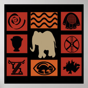 Affiche african tribe elephant pattern