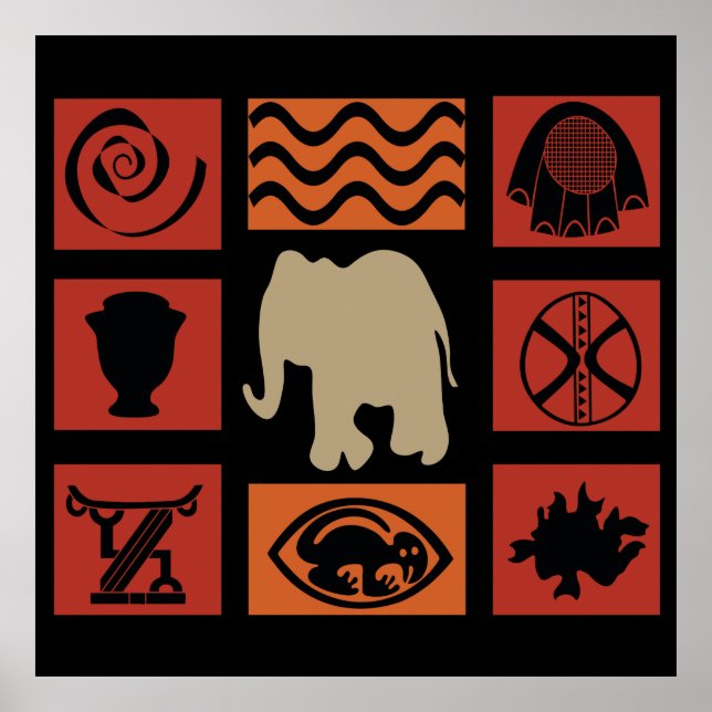 Affiche african tribe elephant pattern (Devant)