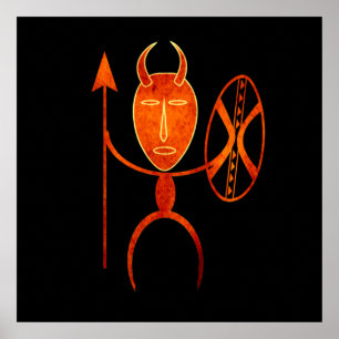 Affiche african tribe warrior