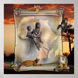 Affiche African woman & child