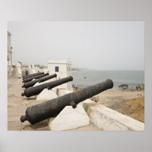 Affiche Afrique, Afrique de l'Ouest, Ghana, Elmina. Canons