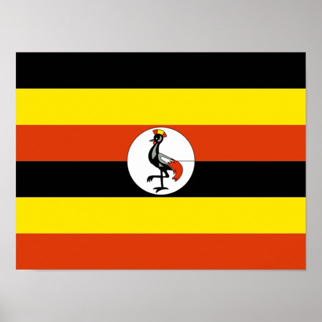 Affiche Afrique : drapeau de l'Ouganda, (Devant)