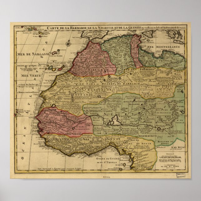 Affiche Afrique du Nord 1742 Carte antique (Devant)