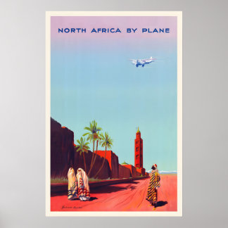 Affiche Afrique du Nord Maroc Le Caire Égypte Algérie Pyra