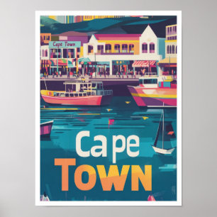 Affiche Afrique du Sud du Cap Illustration Vintage voyage