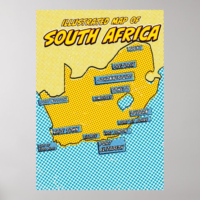 Affiche Afrique du Sud illustrée par l'art Pop  (Devant)
