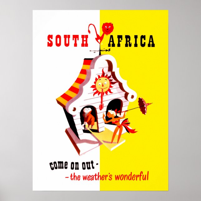 Affiche Afrique du Sud, indicateur de temps merveilleux, v (Devant)
